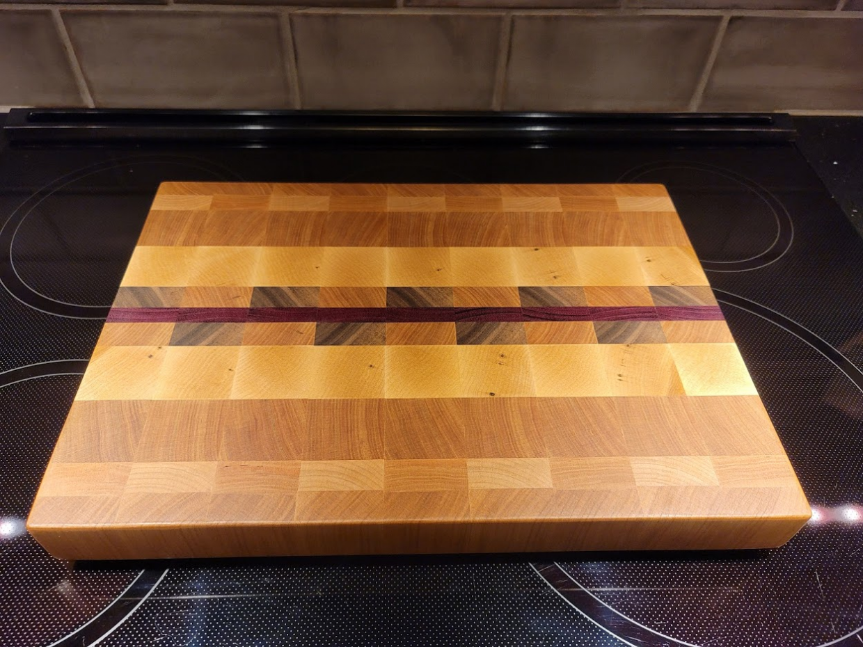 30 Cherry, Maple, Walnut, and Purple Heart Endgrain Cutting Board and