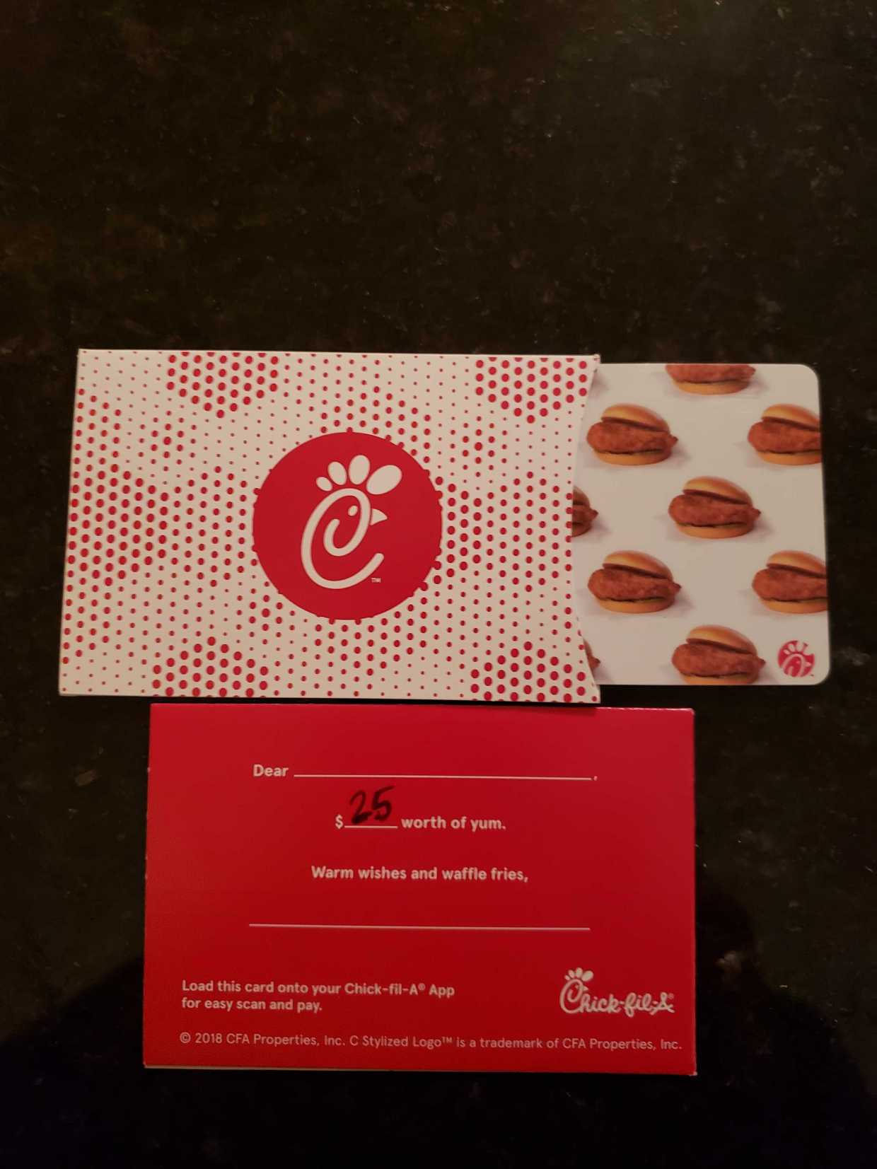 25.00 to ChickFilA, card 1 of 4 AirAuctioneer