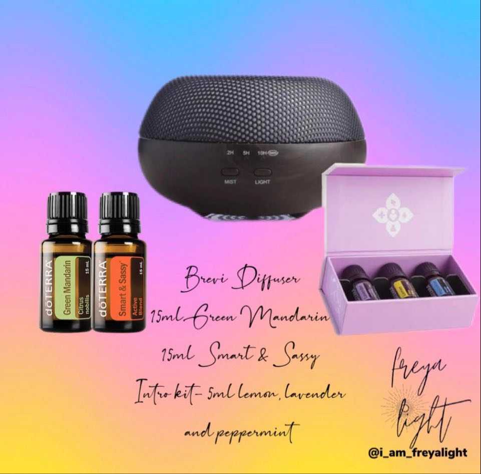 Brevi Diffuser (with coloured lights) & Doterra Intro Pack of Essential
