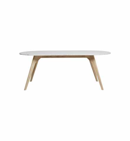 Woodrow Oval Marble Dining Table In White Airauctioneer
