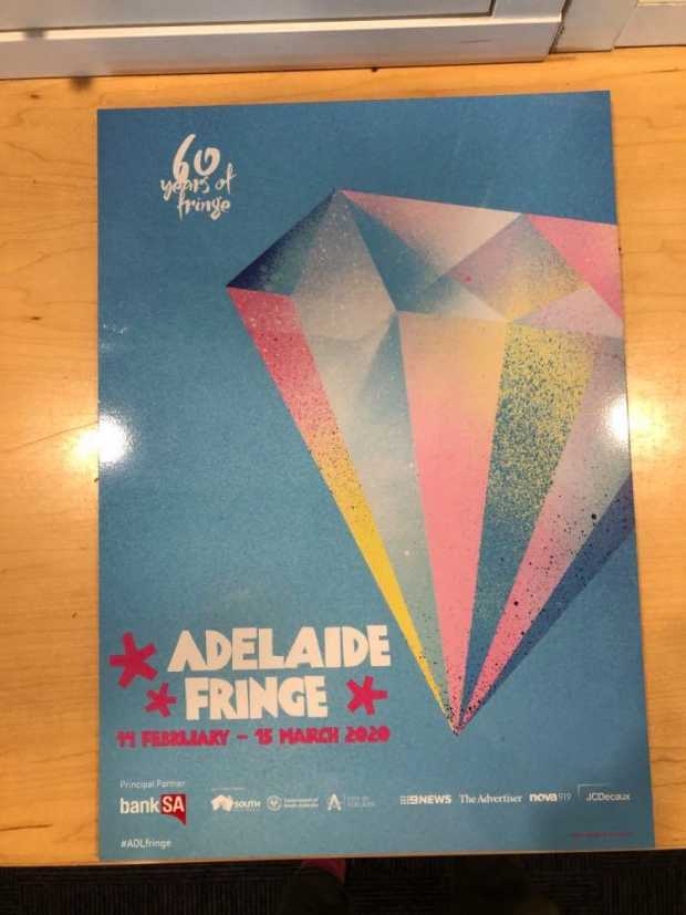 1 x Adelaide Fringe 60th year block mounted poster 29x42cm AirAuctioneer
