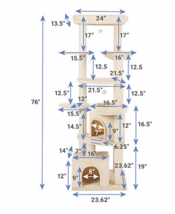 Frisco 76in XXL Heavy Duty Cat Tree Beige AirAuctioneer