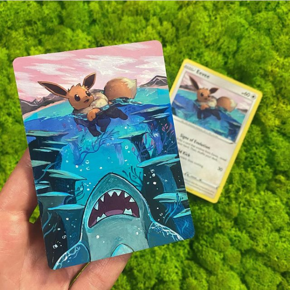 Painted Pokemon Card Eevee AirAuctioneer