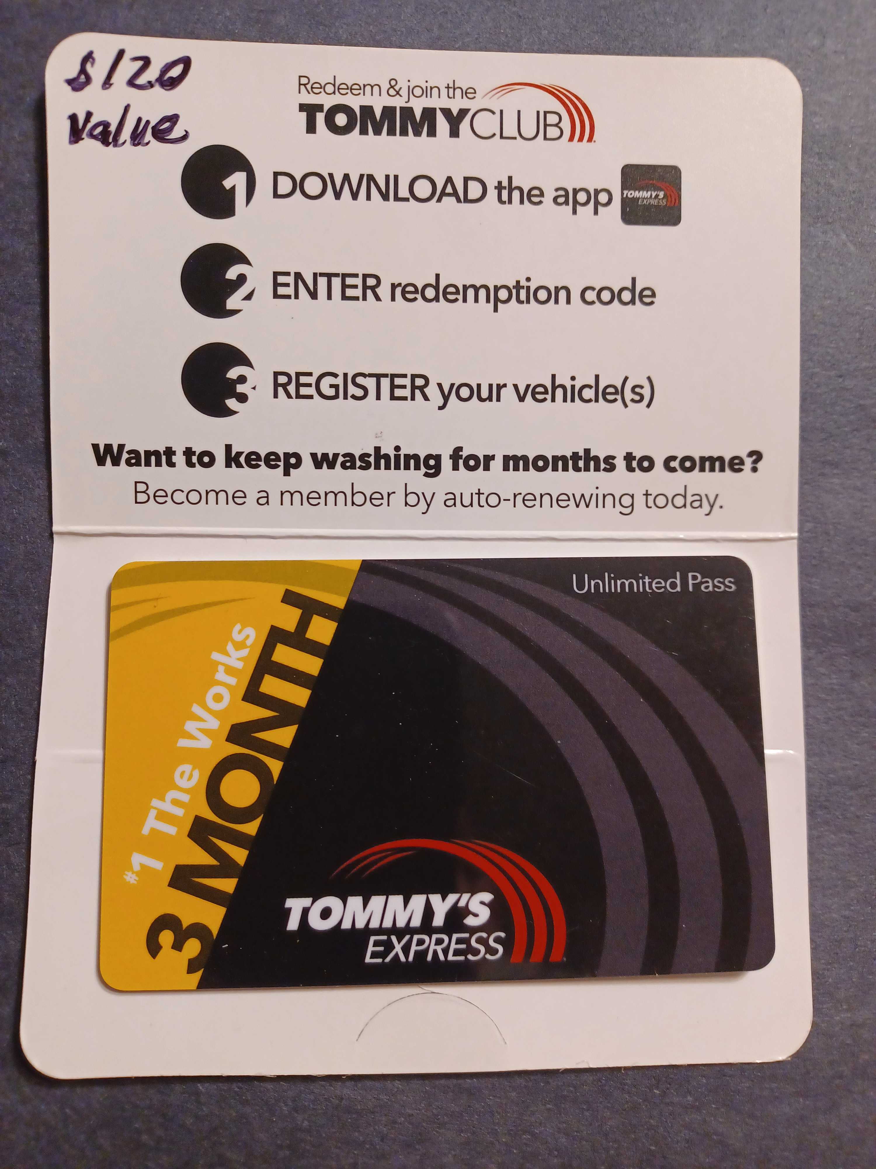 Tommy's Car Wash 3 month membership AirAuctioneer