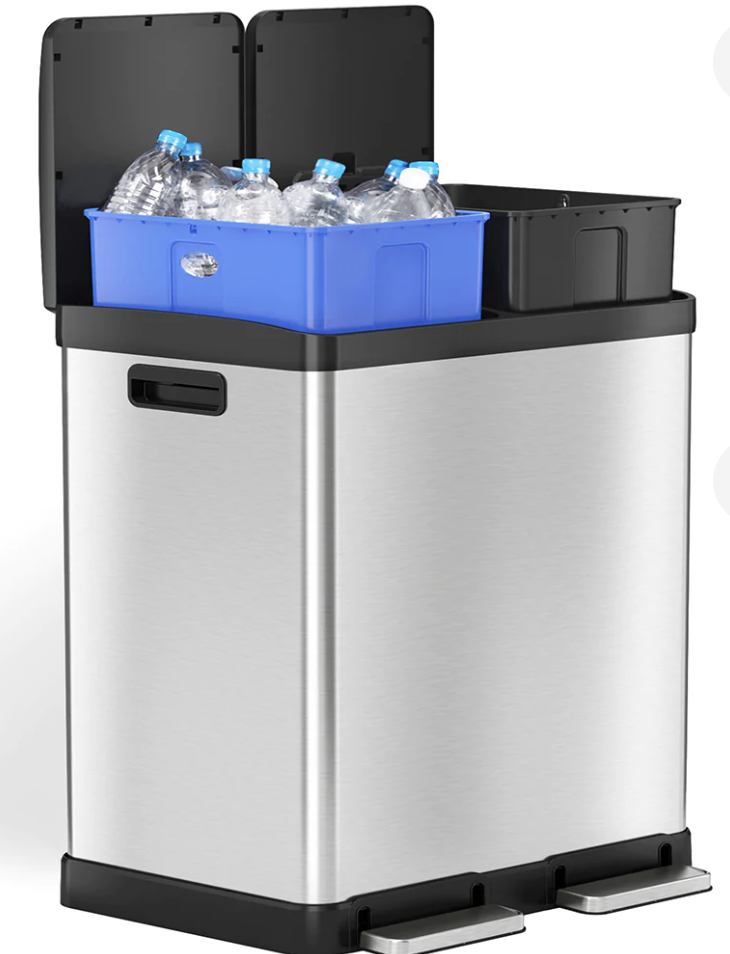 16 Gallon / 61 Liter SoftStep Dual Compartment Trash Can and Recycle
