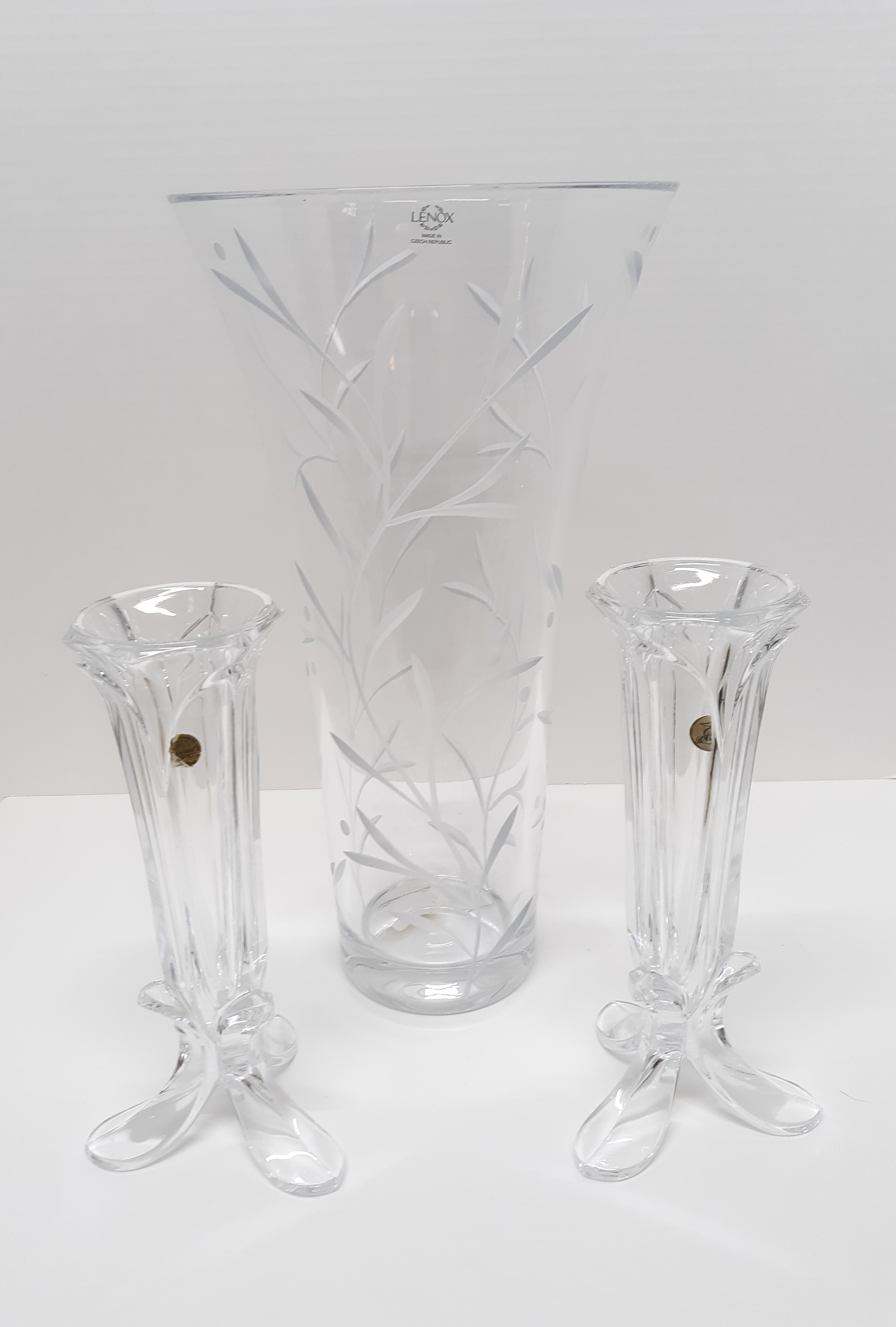 Lenox Crystal Vase and pair of Cristal D'arques Vases AirAuctioneer