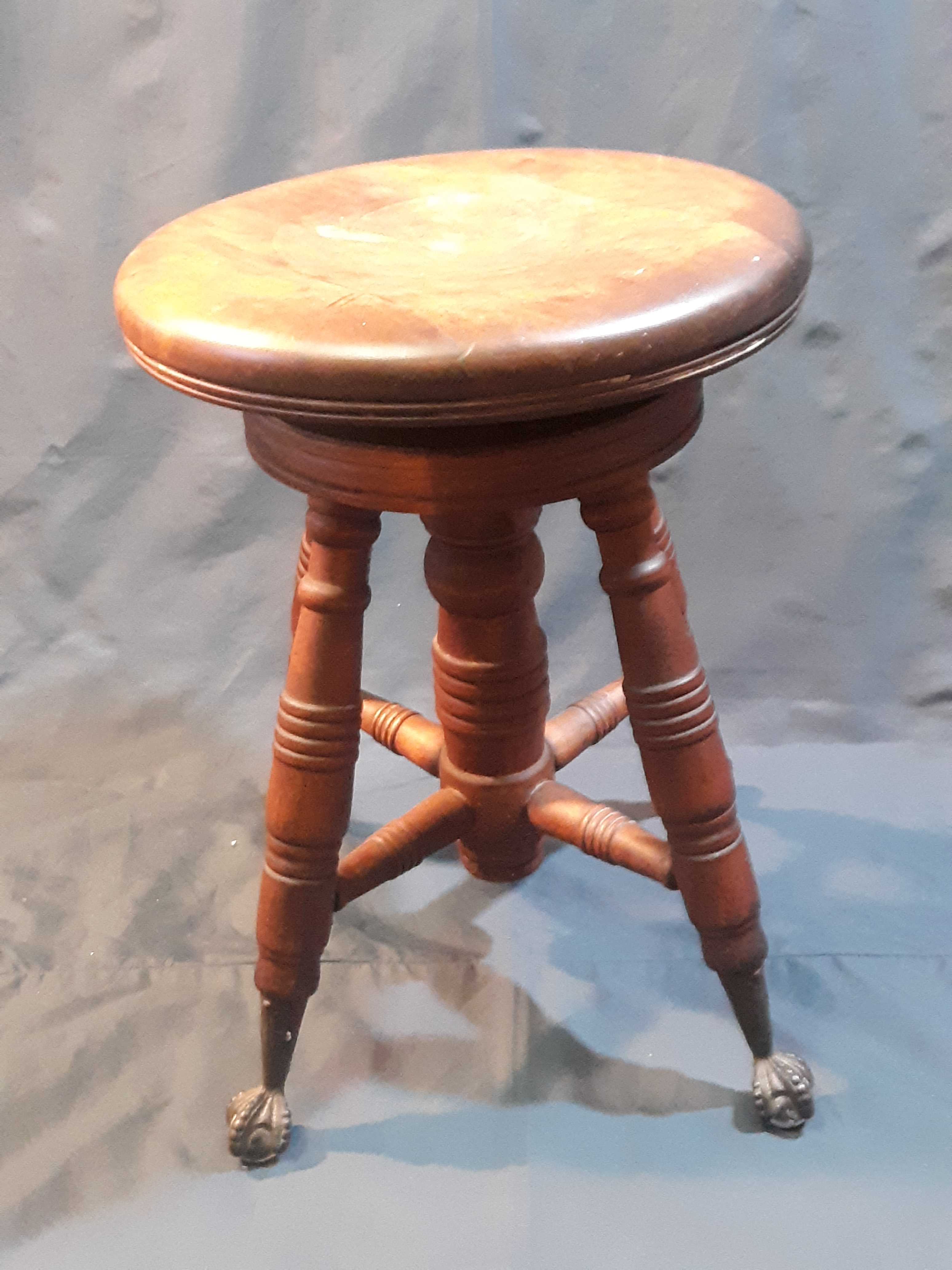 Antique Ball and Claw Piano Stool AirAuctioneer