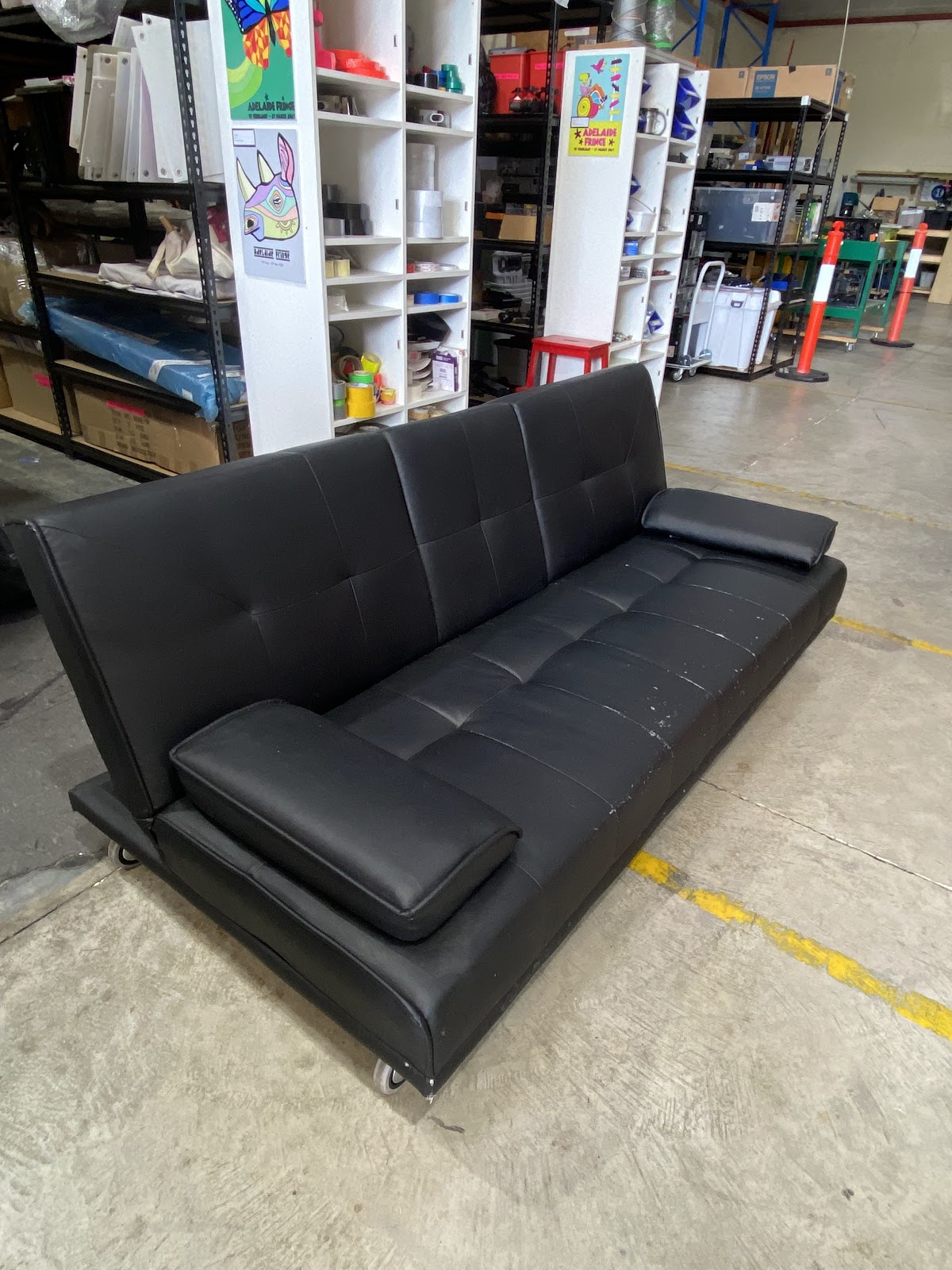 Black Leather Sofa Bed AirAuctioneer