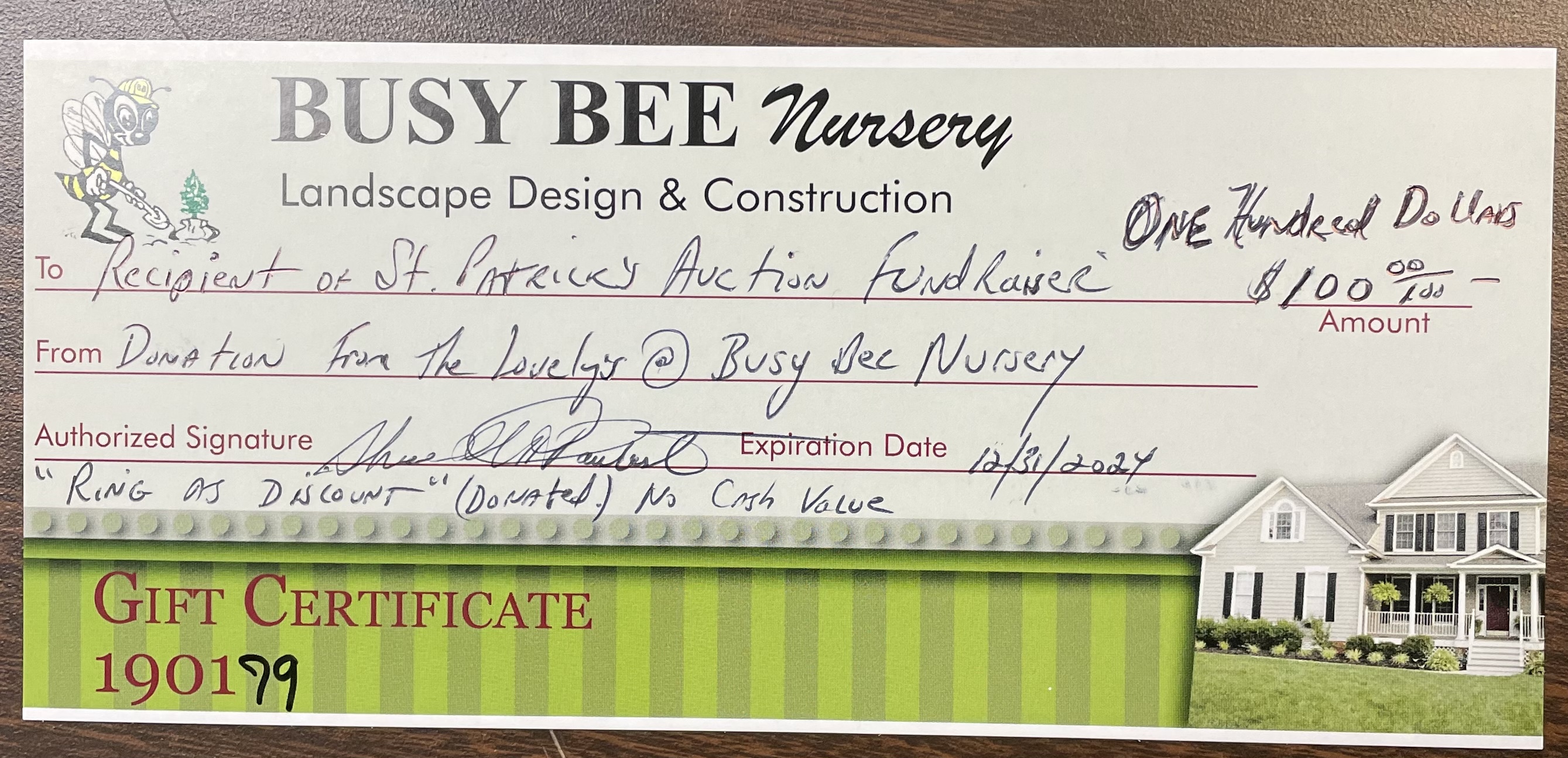 Busy Bee Nursery Gift Certificate AirAuctioneer