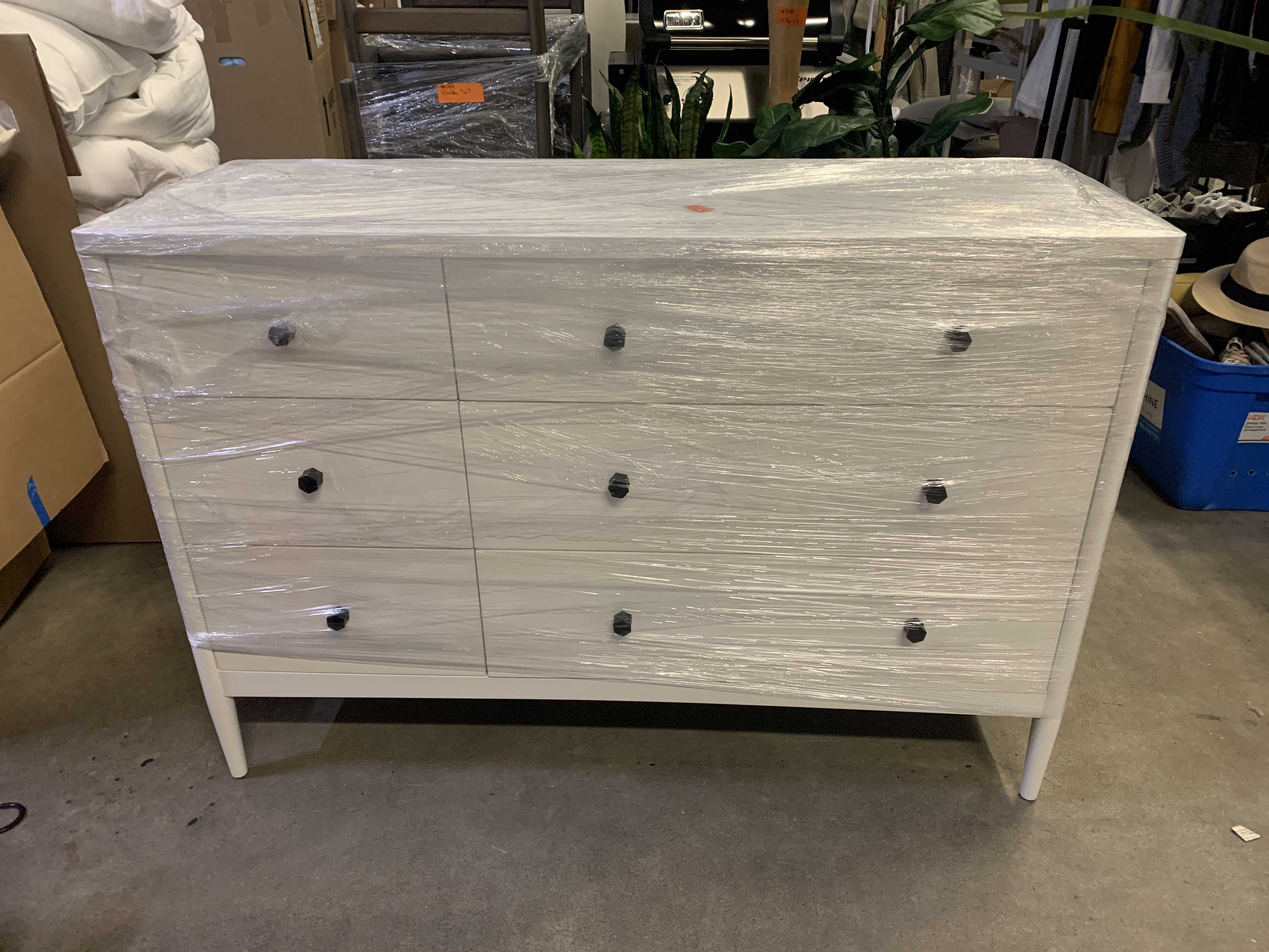 155 Crate and Barrel Hampshire White Wood 6Drawer Kids Dresser