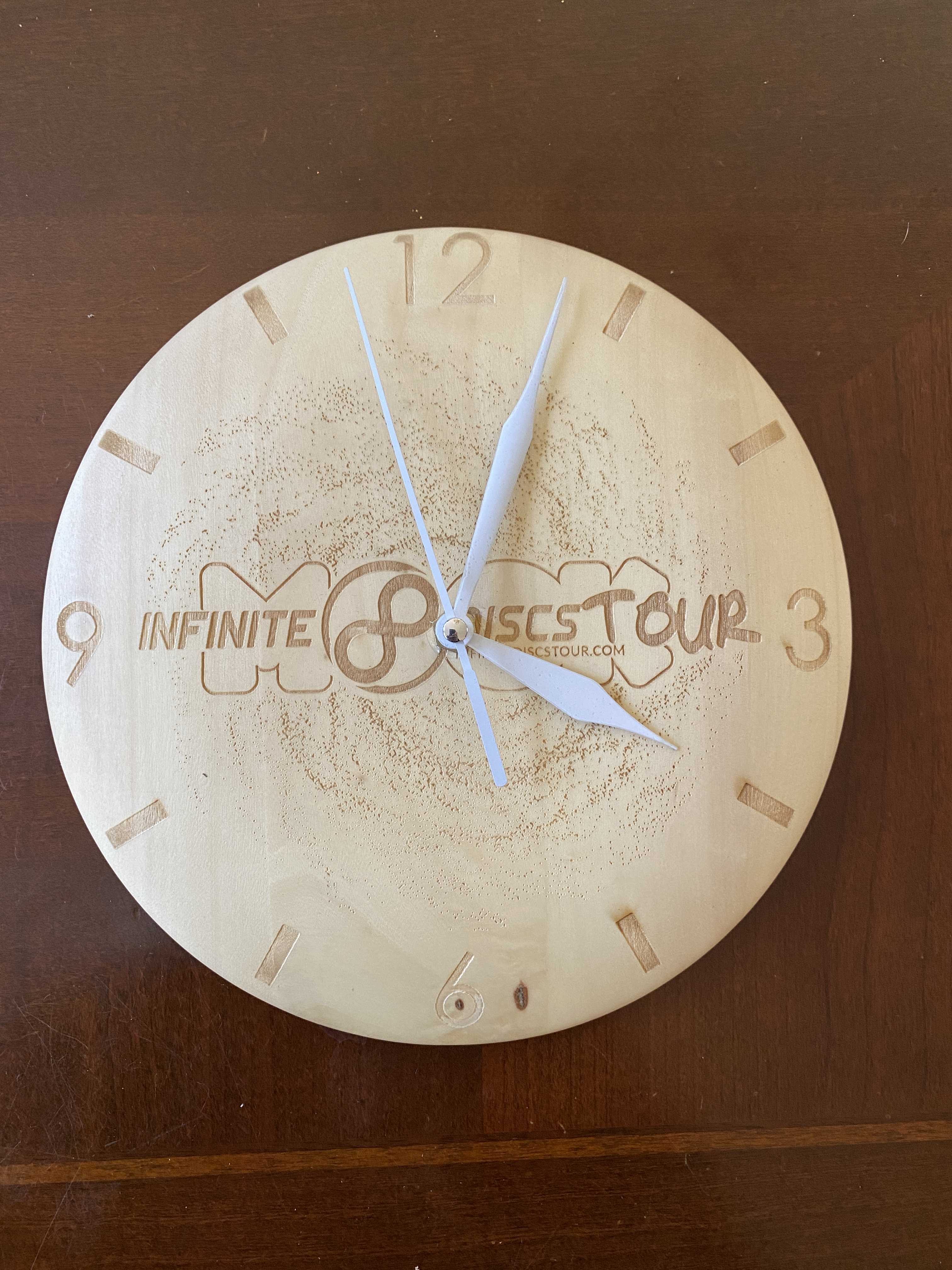 Infinite Disc Tour wood clock AirAuctioneer