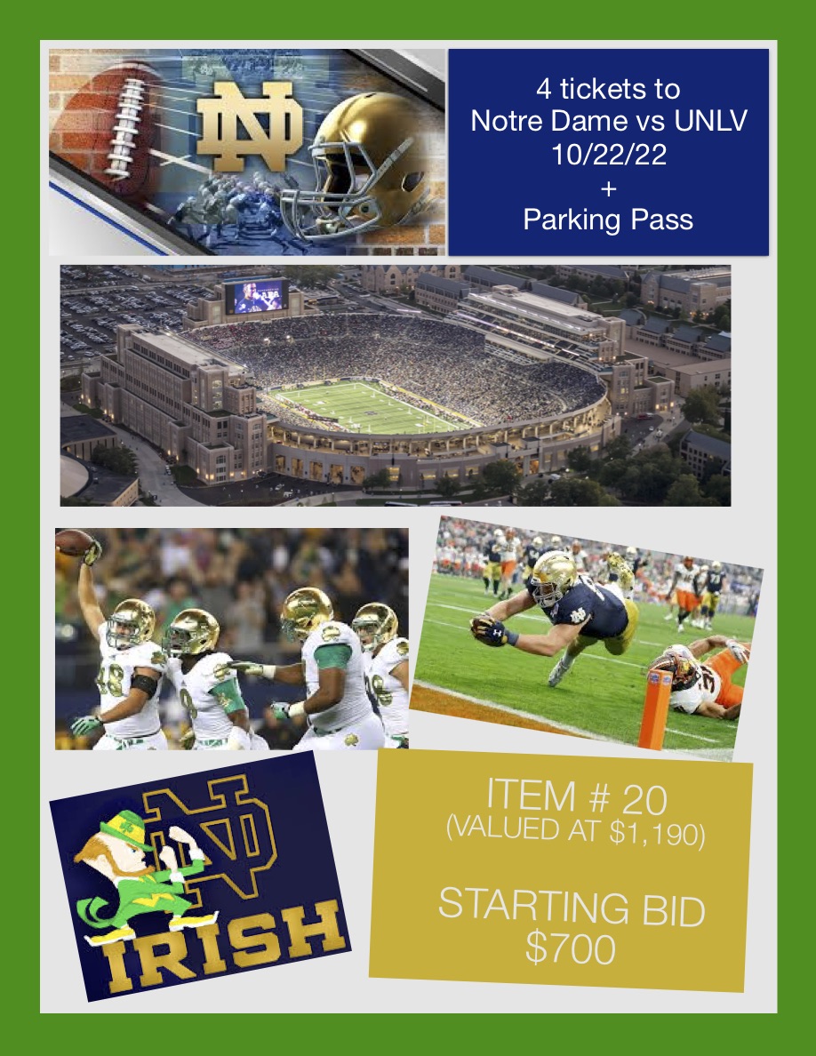 4 Tickets to Notre Dame vs UNLV with parking pass AirAuctioneer