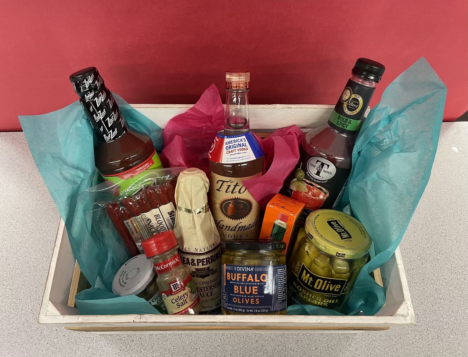 "The Best Bloody Mary Basket", donated by Amboy Junior High AirAuctioneer